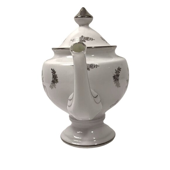 Vintage Happy Silver Anniversary Teapot 25 Years Bells Floral Collectible Gift - Picture 4 of 9